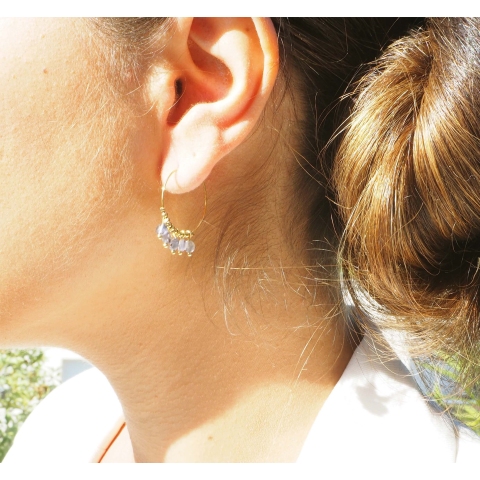 Boucles d'oreilles créoles Elena Pierres Naturelles - Zag...