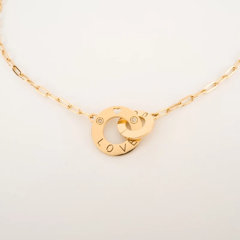 Love double circles necklace in yellow steel - Zag Bijoux