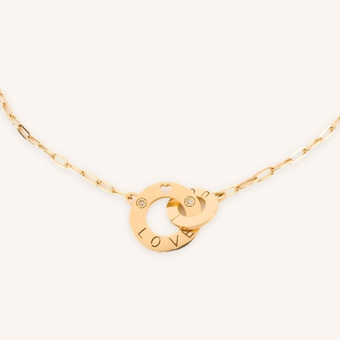 Love double circles necklace in yellow steel - Zag Bijoux