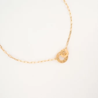 Love double circles necklace in yellow steel - Zag Bijoux