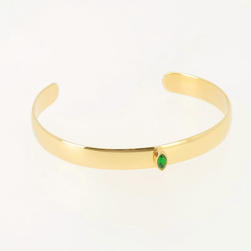 Emerald bangle bracelet in gold steel - Zag bijoux