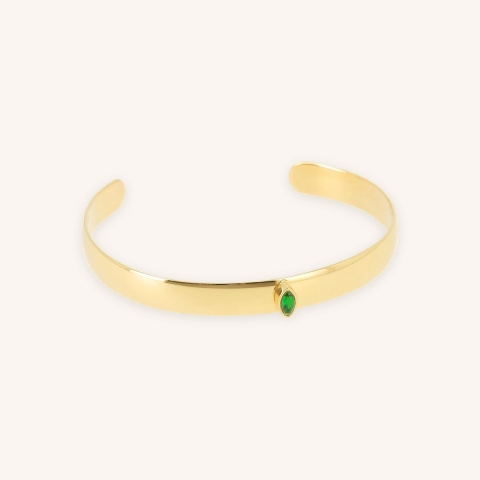 Bracelet jonc emeraude en acier or - Zag bijoux