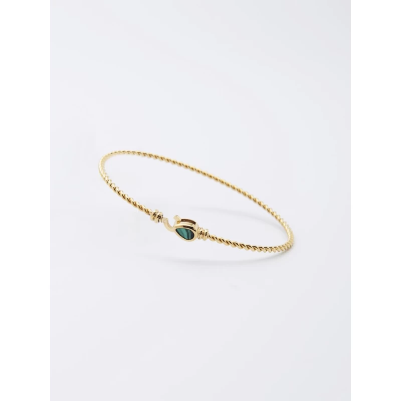 Malachite drop bangle bracelet in gold-plated steel - Zag bijoux