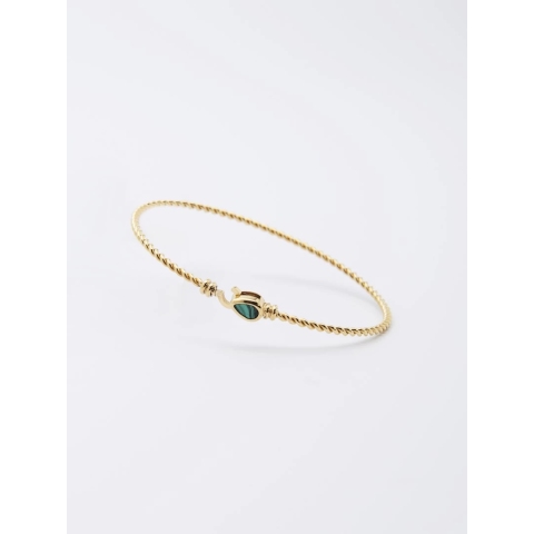 Bracelet jonc goutte malachite en acier doré - Zag bijoux