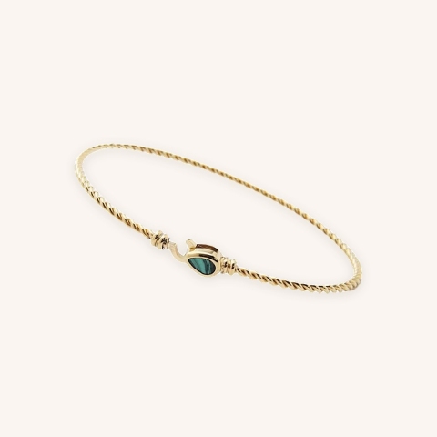 Malachite drop bangle bracelet in gold-plated steel - Zag bijoux