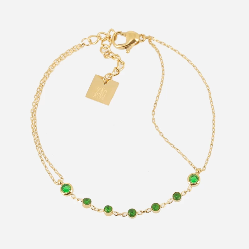 Green Duga bracelet in gold-plated steel - Zag bijoux