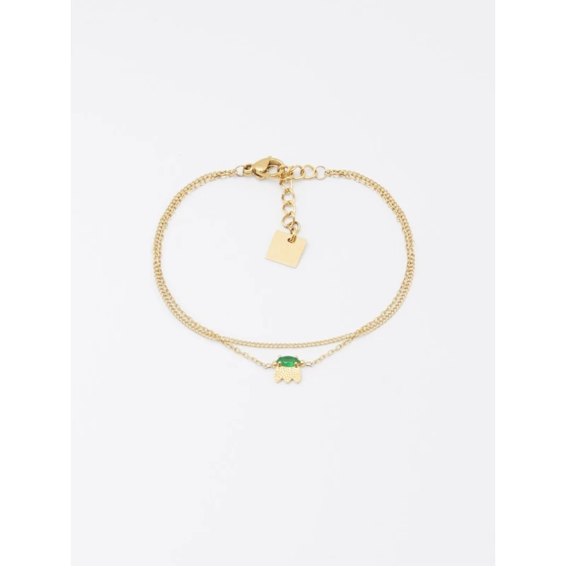 Green Petal bracelet in gold-plated steel - Zag bijoux