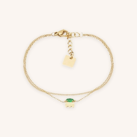 Green Petal bracelet in gold-plated steel - Zag bijoux