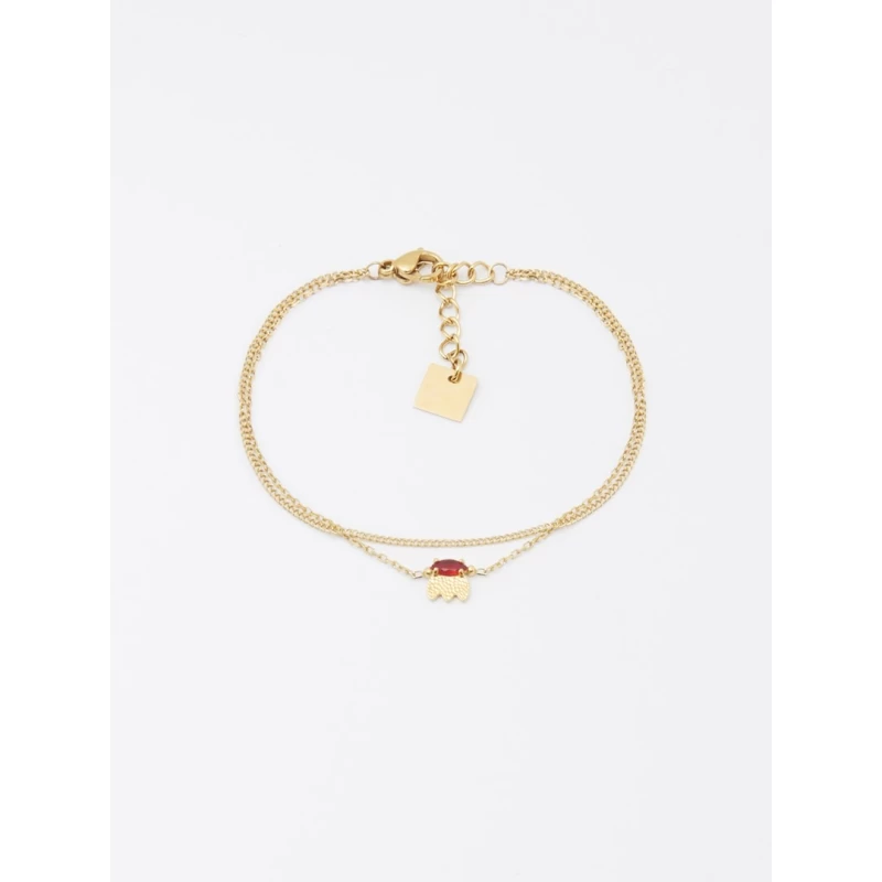 Bracelet Petal rouge en acier doré - Zag bijoux