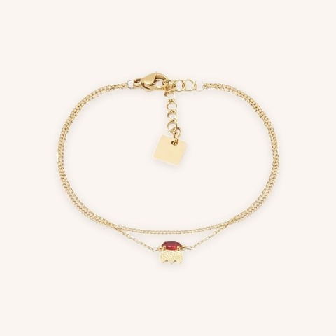 Bracelet Petal rouge en acier doré - Zag bijoux