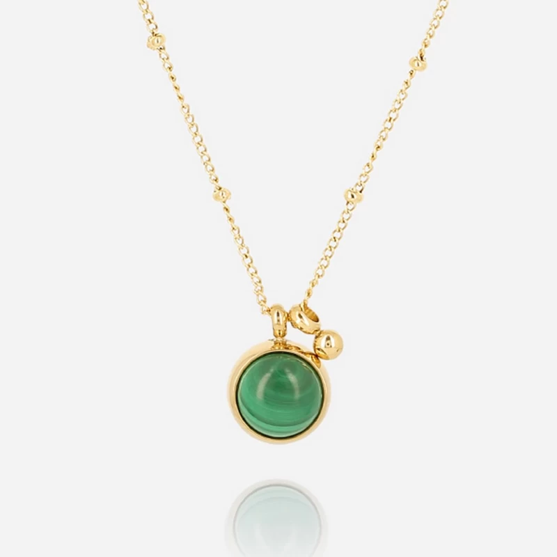 Green Finni necklace in gold-plated steel - Zag bijoux