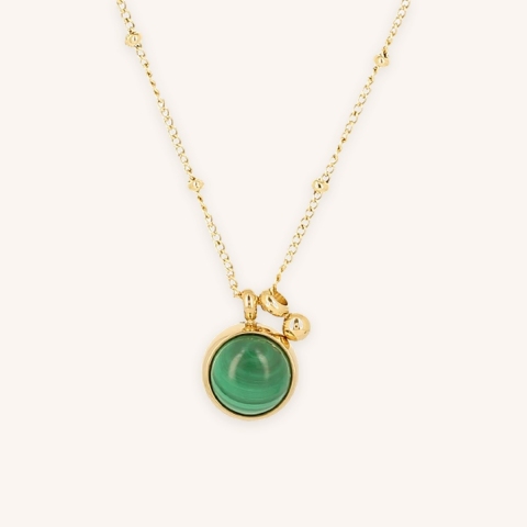 Green Finni necklace in gold-plated steel - Zag bijoux