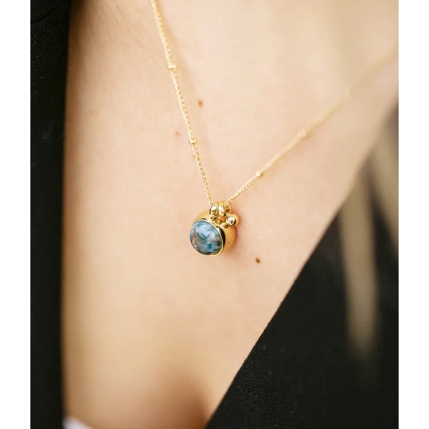 Green Finni necklace in gold-plated steel - Zag bijoux