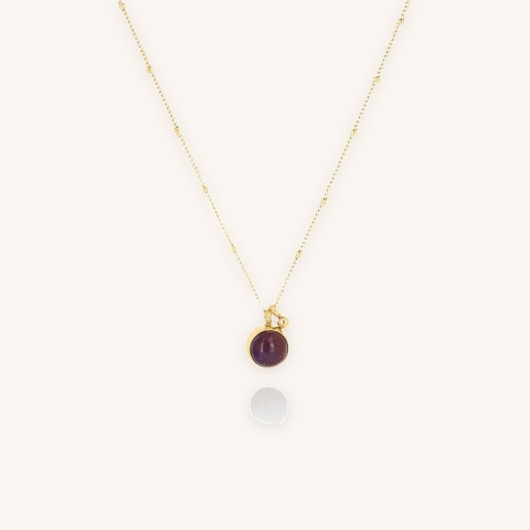 Collier Finni violet en acier doré - Zag bijoux
