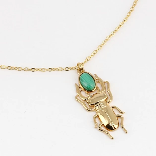 Green Beetle necklace in...