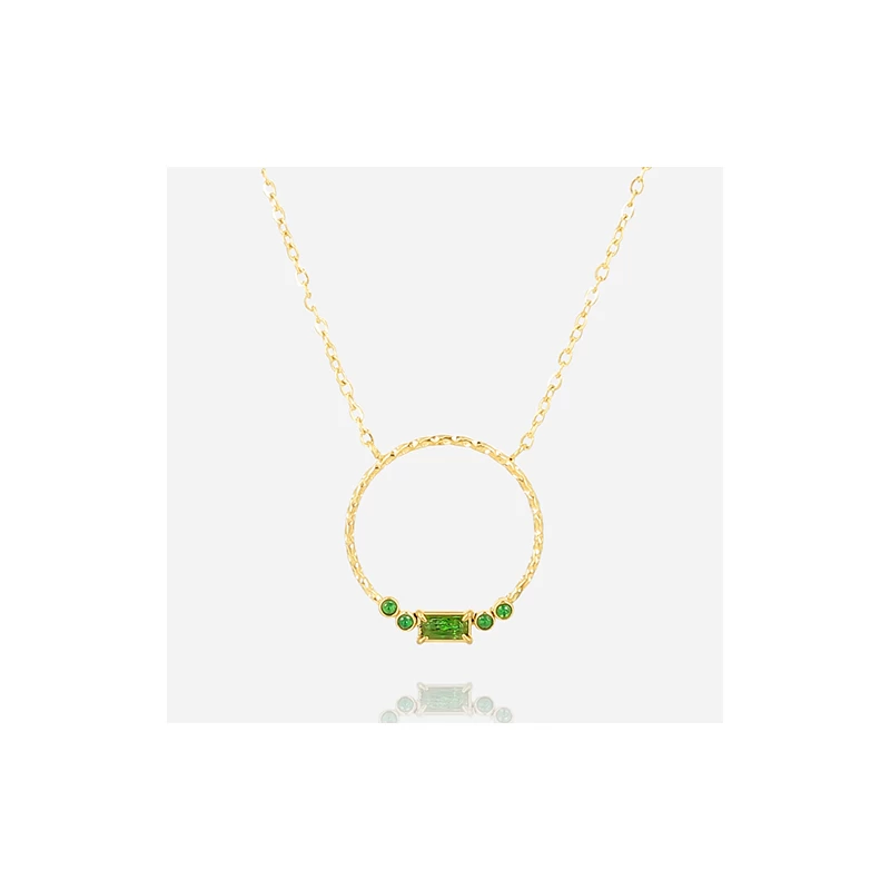 Precious circle green necklace in gold-plated steel - Zag bijoux