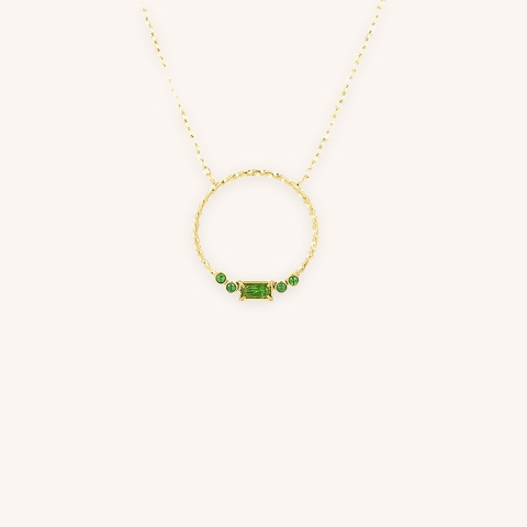 Collier Precious circle vert en acier doré - Zag bijoux