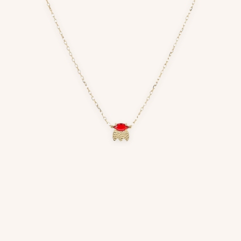 Red Petal necklace in gold steel - Zag bijoux