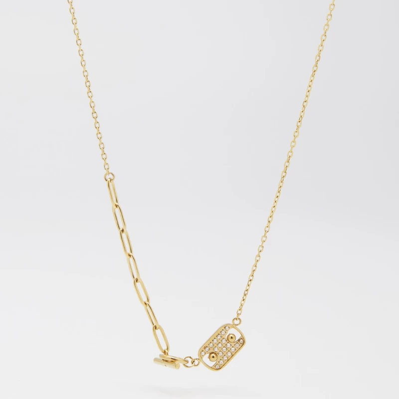 Rock mesh necklace in gold steel - Zag bijoux