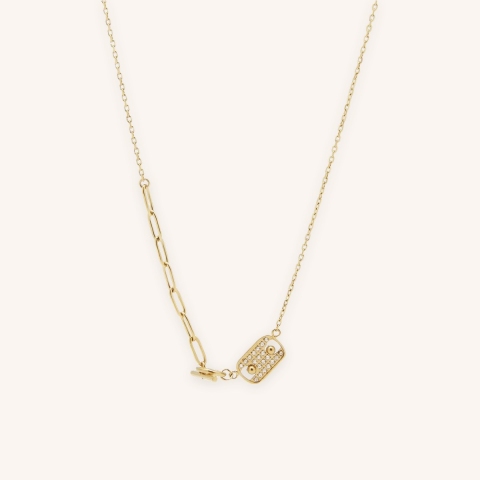 Rock mesh necklace in gold steel - Zag bijoux