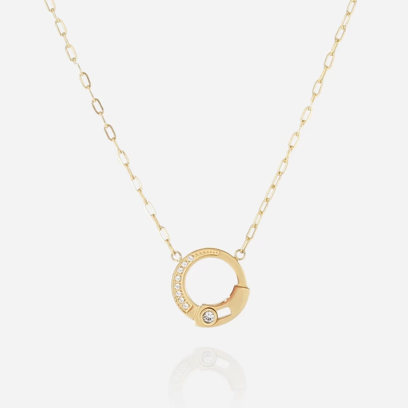 Gear mesh necklace in gold steel - Zag bijoux