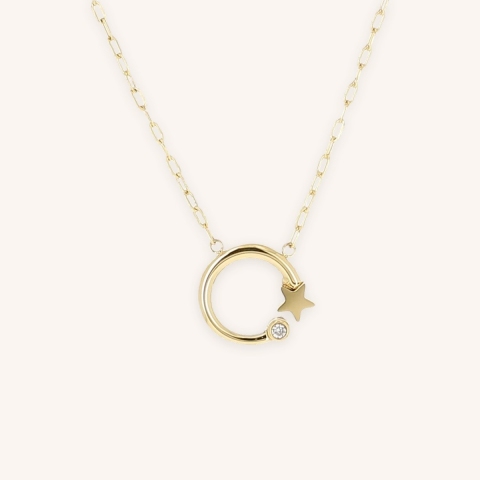 Collier maille Circle star en acier doré - Zag bijoux