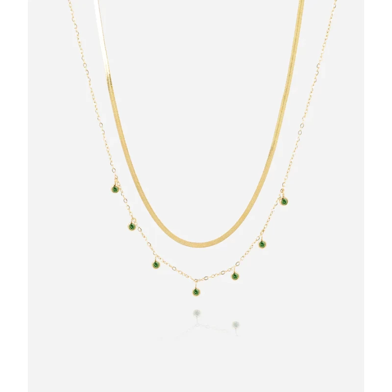 Green Virtuoso necklace in gold-plated steel - Zag bijoux