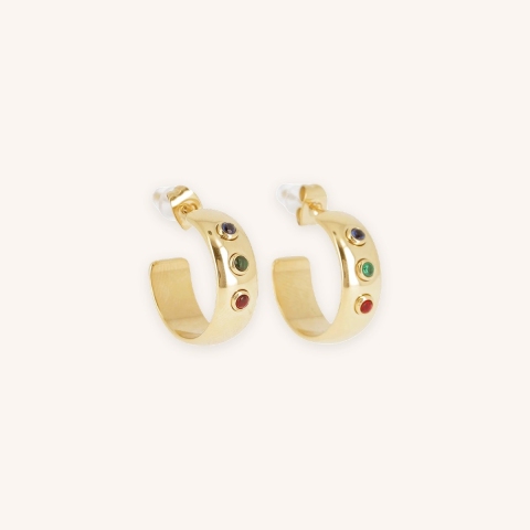 Boucles d'oreilles créoles Astrée acier doré - Zag bijoux