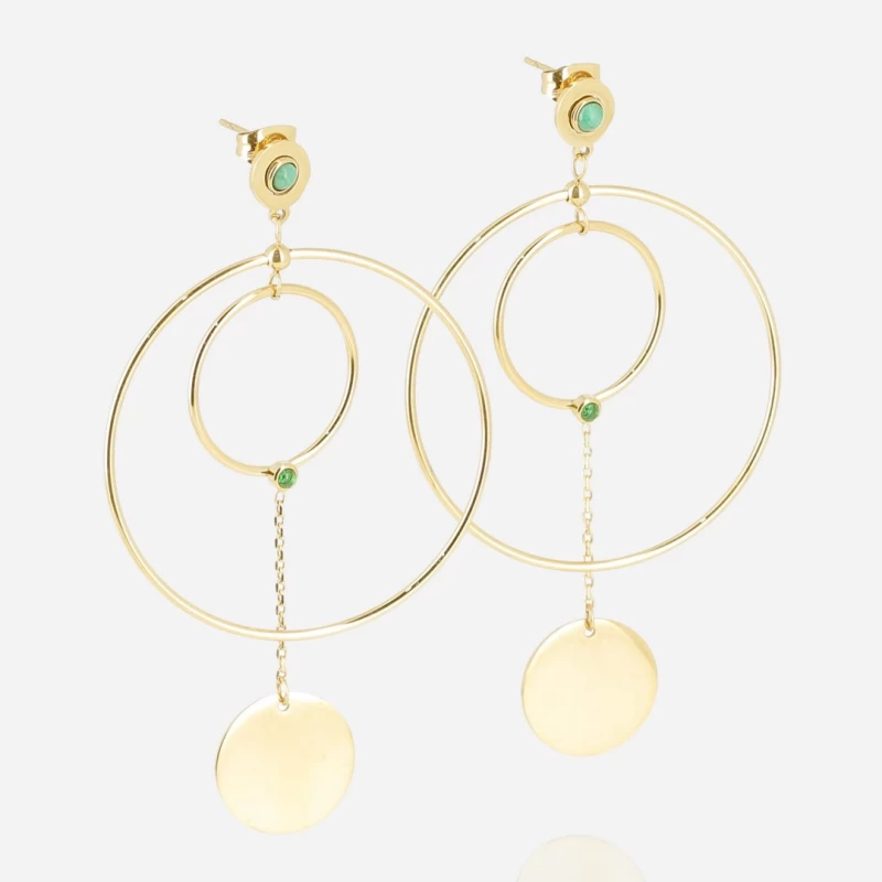 Gloria green gold steel earrings - Zag bijoux