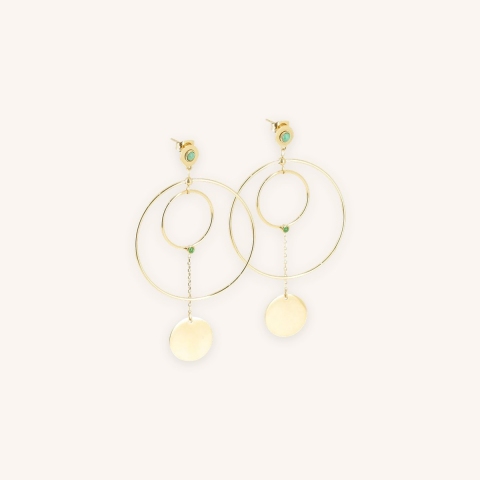Gloria green gold steel earrings - Zag bijoux