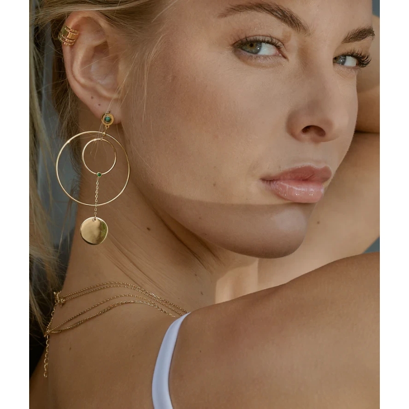 Boucles d'oreilles Gloria vertes acier doré - Zag bijoux