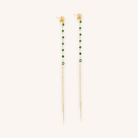 Boucles d'oreilles Duga vertes acier doré - Zag bijoux
