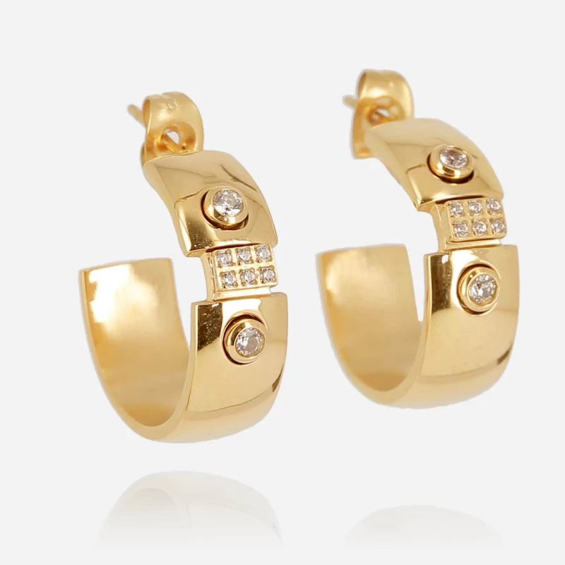Gear hoop earrings in gold-plated steel - Zag bijoux