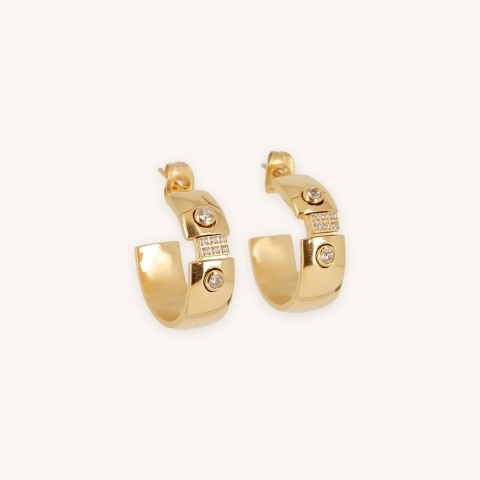 Gear hoop earrings in gold-plated steel - Zag bijoux