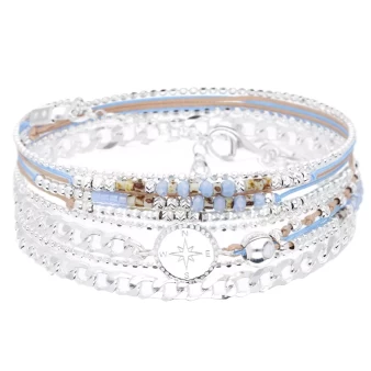 Rock mesh bracelet compass rose blue beige leopard