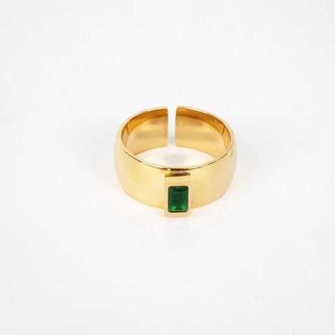 Kaili green gold steel ring - Zag bijoux