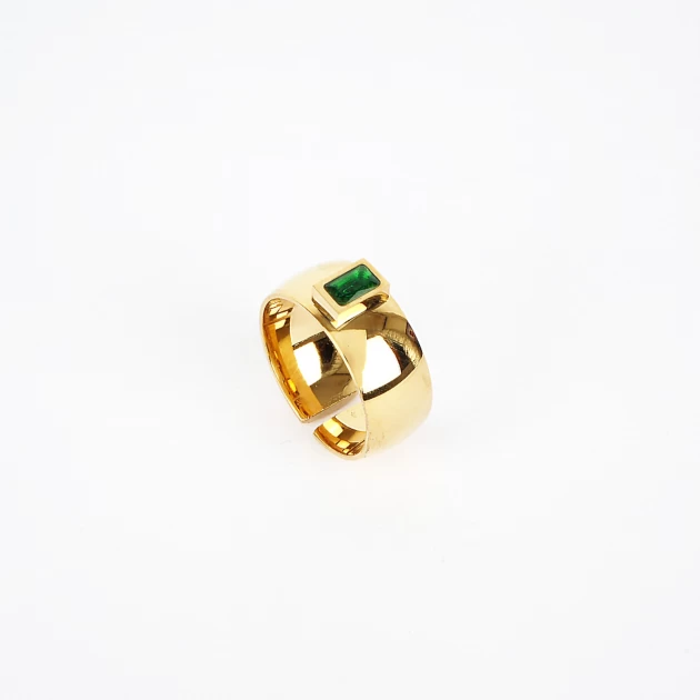 Kaili green gold steel ring - Zag bijoux