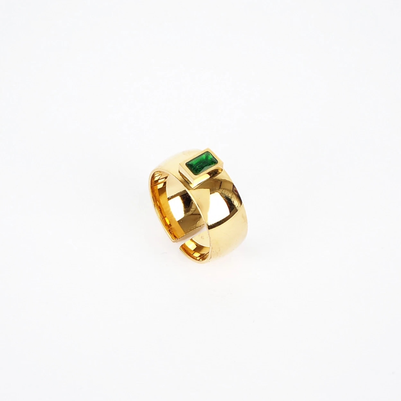 Kaili green gold steel ring - Zag bijoux