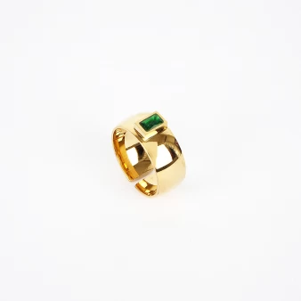 Kaili green gold steel ring - Zag bijoux