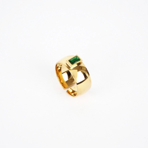Kaili green gold steel ring - Zag bijoux
