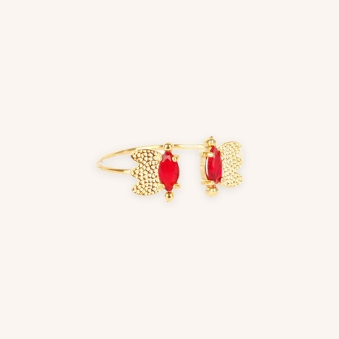 Bague Petal rouge acier doré - Zag bijoux