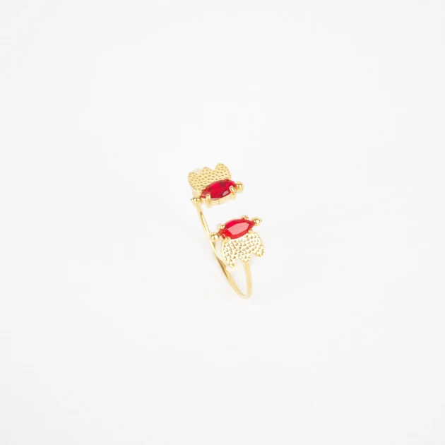 Bague Petal rouge acier doré - Zag bijoux