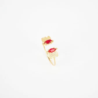 Red Petal ring in gold-plated steel - Zag bijoux