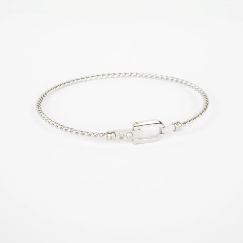 Steel zirconium buckle bangle bracelet - Zag bijoux