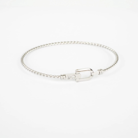 Steel zirconium buckle bangle bracelet - Zag bijoux