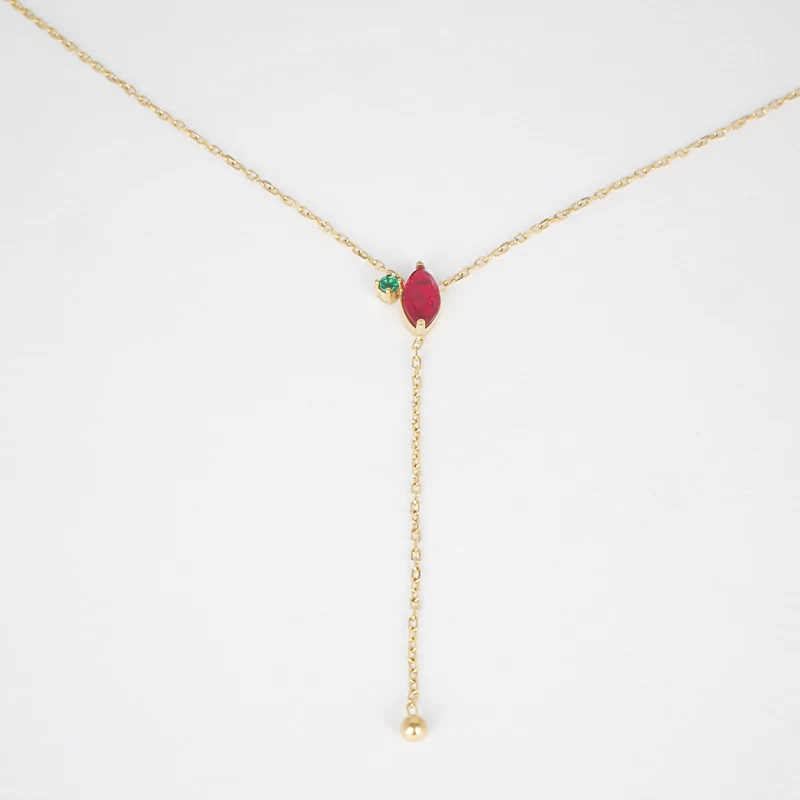 Red Princess necklace in gold-plated steel - Zag bijoux