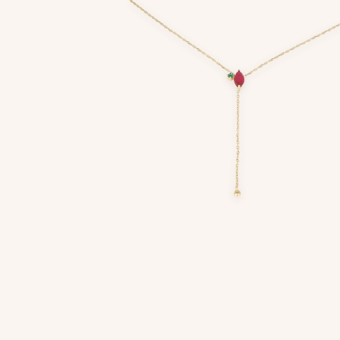 Collier Princess rouge en acier doré - Zag bijoux