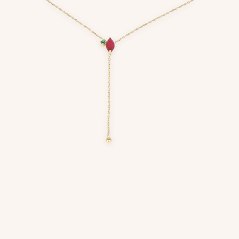 Red Princess necklace in gold-plated steel - Zag bijoux