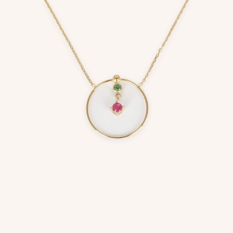 Collier Circle rouge en acier doré - Zag bijoux