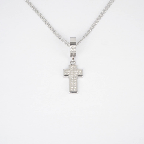 Collier Croix strass en acier - Zag bijoux